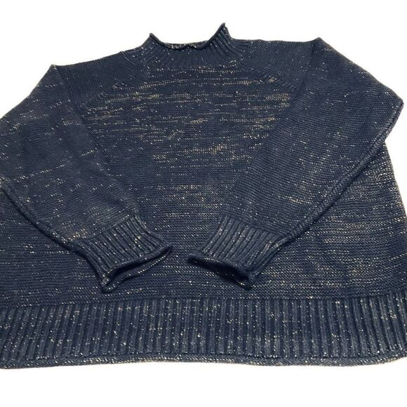 Fat Face Navy Gold Flecked Mock Turtleneck Pullover Sweater, 8 - Picture 4 of 16
